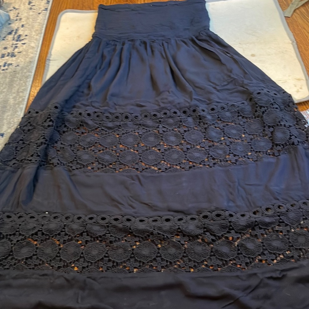 Strapless navy long dress size large